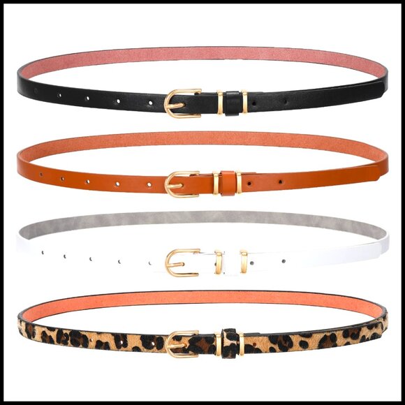 Skinny Belt Set Gold Buckle Minimal Chic Accessory for Dresses Jeans Coats main image 4